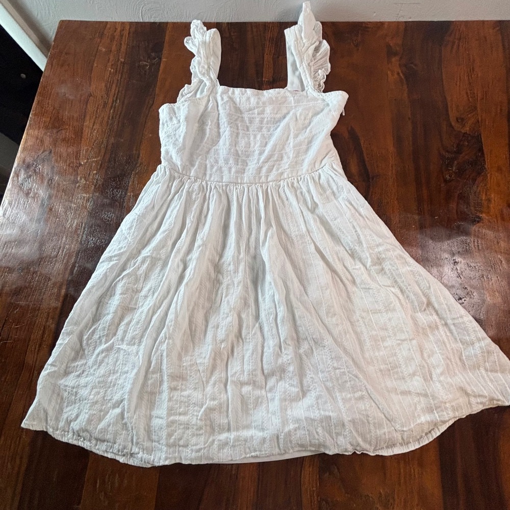 Mi Ami for Francesca's White Ruffle Bow Back Mini Dress Womens Small Cotton